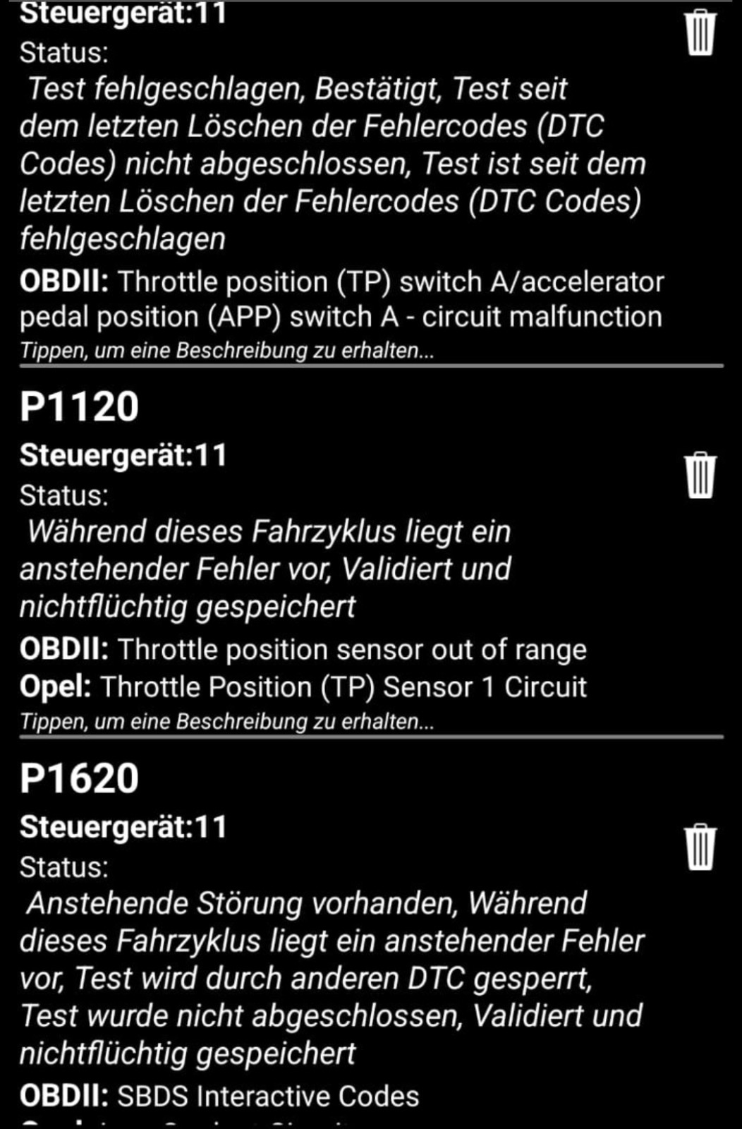 AGR Tausch ohne Erfolg, Fehler bleibt