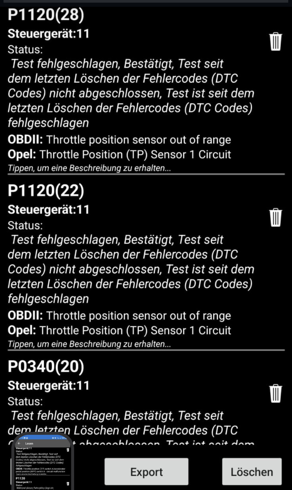 AGR Tausch ohne Erfolg, Fehler bleibt