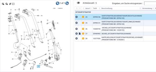Teile-Nr. Gurt Insignia