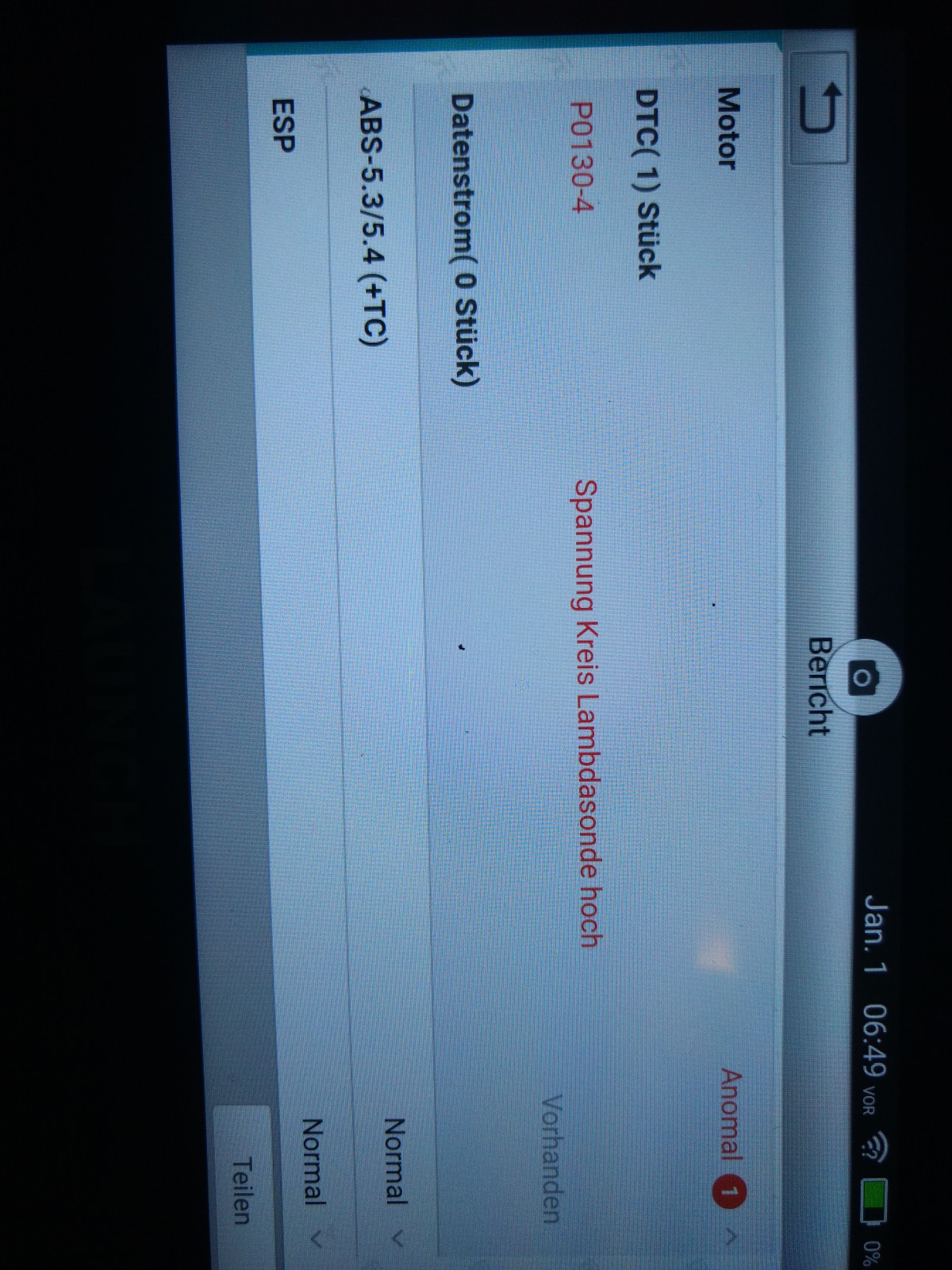 P0130 - Geht an und wieder aus - Lamdasonde im Fehlerspeicher