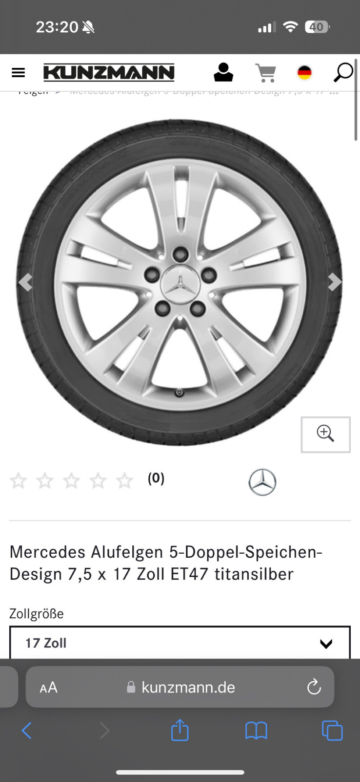 17" zoll Avantgarde Felgen vom W bzw. S204an C204 Coupe