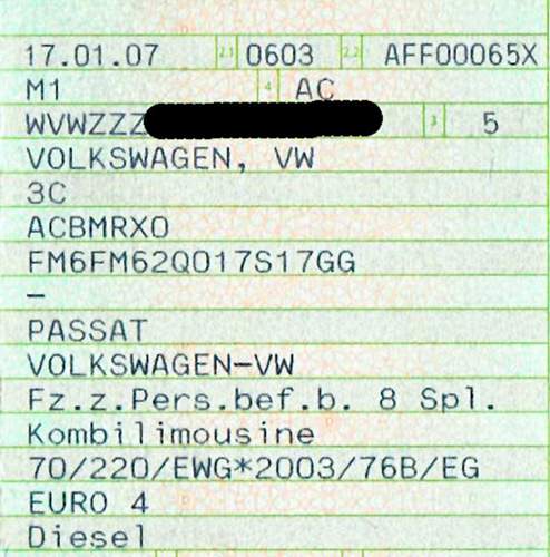 Ausschnitt Zulassung