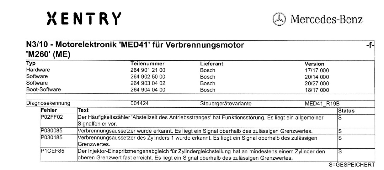 Warnleuchte Motordiagnose (spontan) - nicht dauerhaft