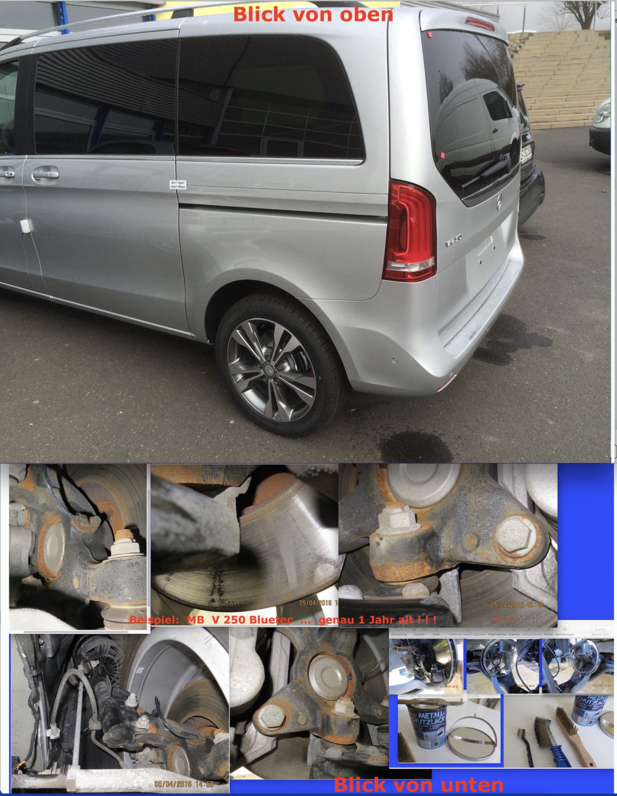 Rost an der Lenkstange, V-Klasse Bj. 09.2020.