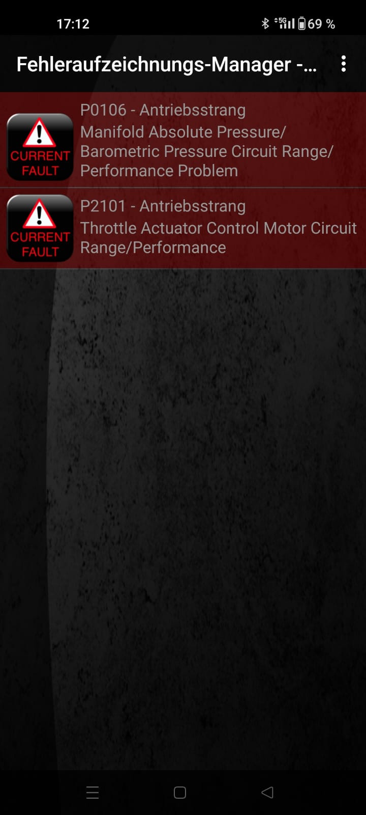 Sporadischer Drosselklappenfehlercode