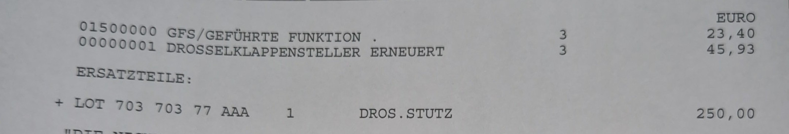 Sporadischer Drosselklappenfehlercode