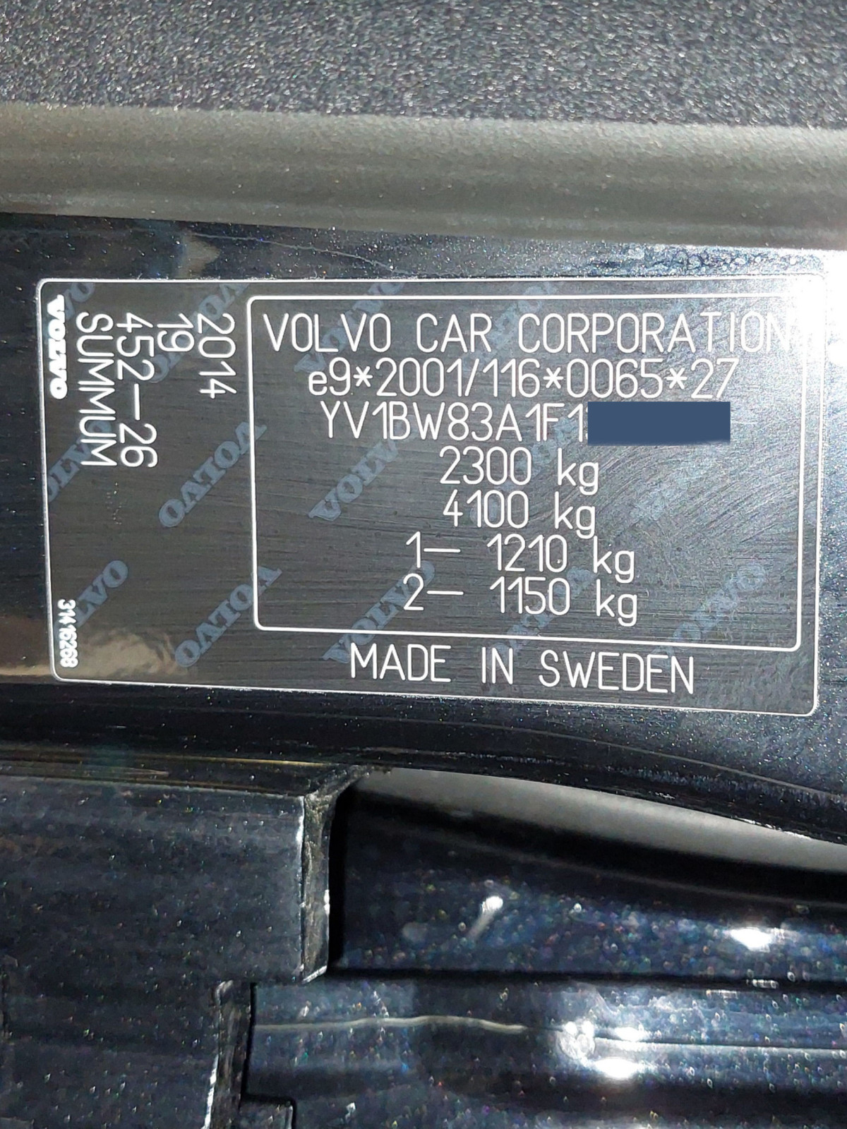 Wo zu finden ist "Interior Code" bei V70 III?