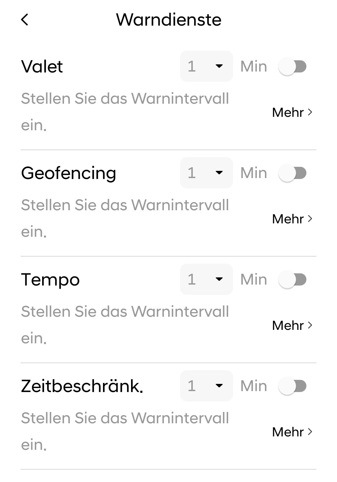 Warnhinweise in der App