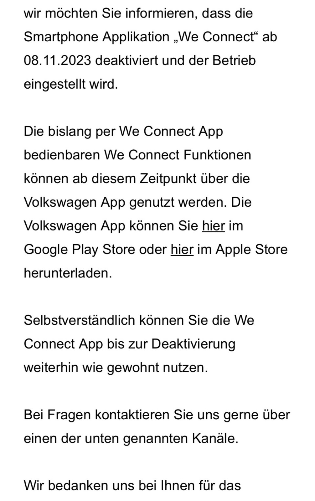 Abschaltung We Connect App >> Ziele aus Google Maps?