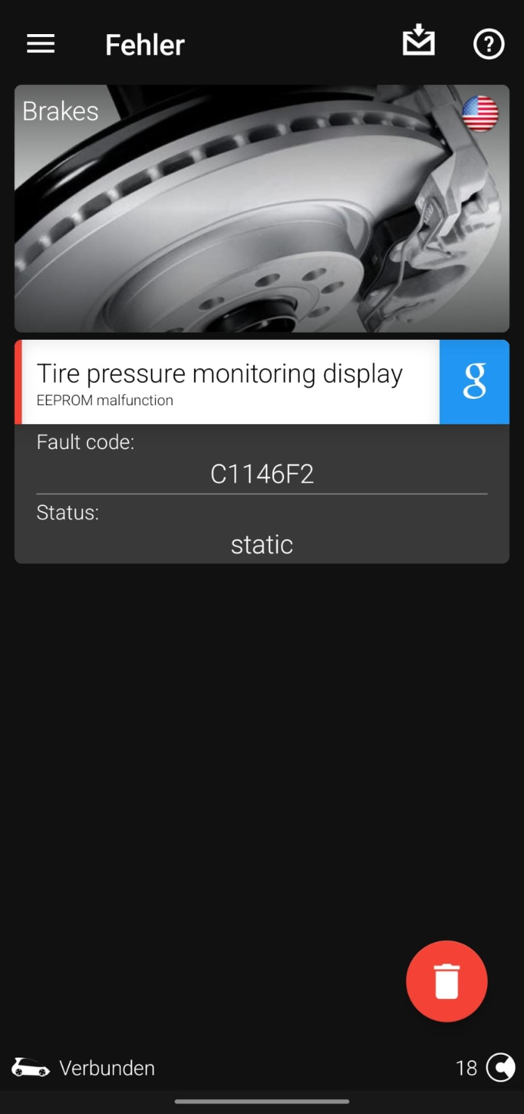 Reifendruck Fehler C11462F