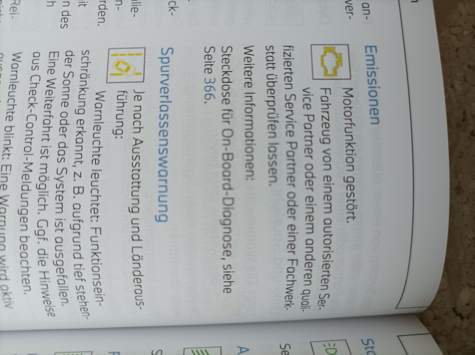 Kontrollleuchte "Motorfunktion gestört"