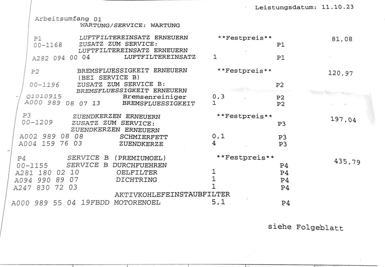 Service B (Plus-Paket) W177