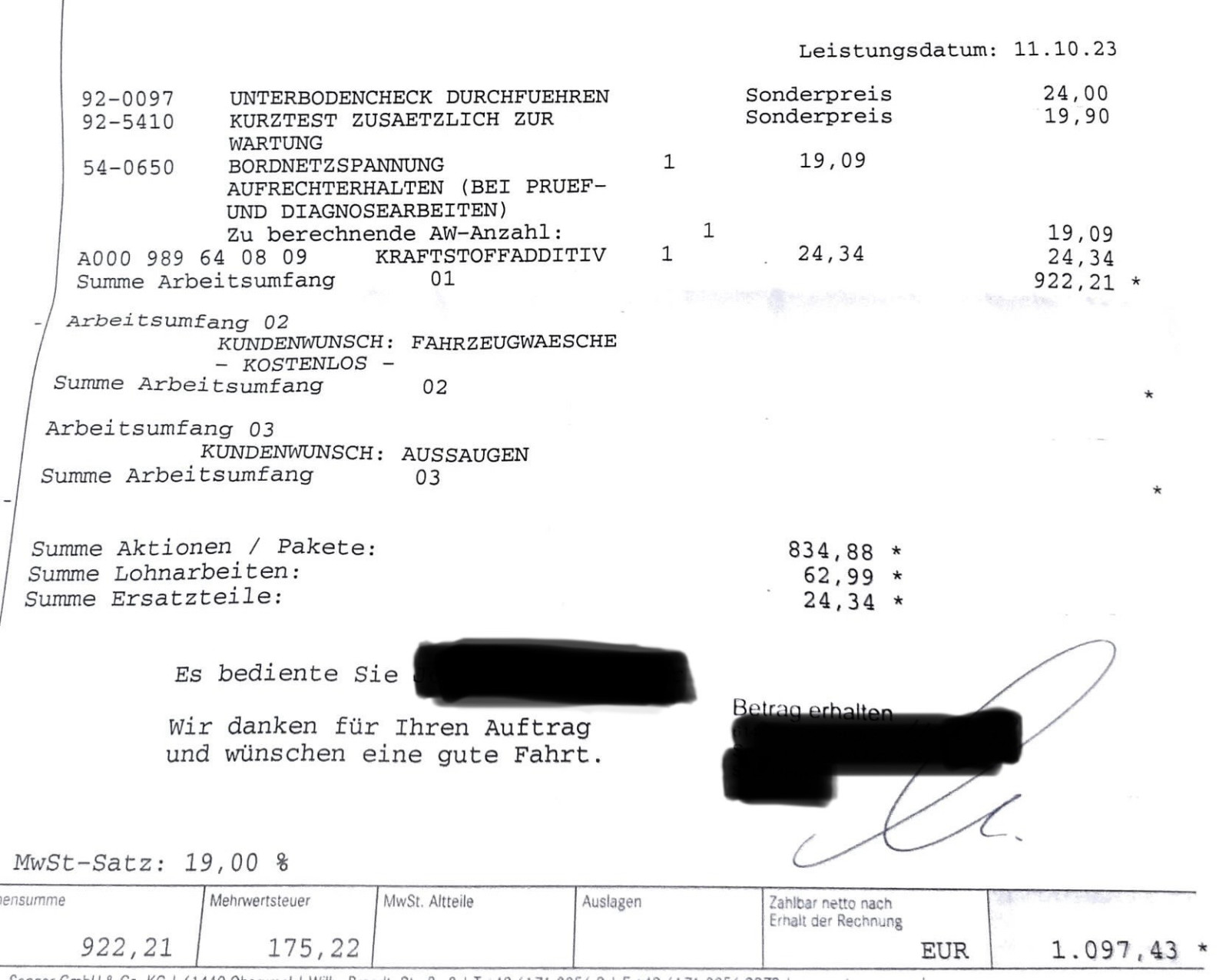 Service B (Plus-Paket) W177