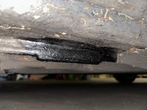 Aufgetragener Unterbodenschutz