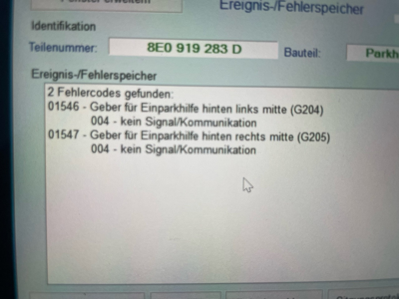 PDC keine Funktion, langer Piepton