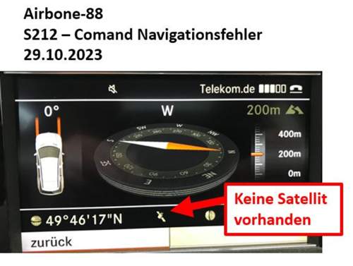 „Fahrzeugposition“ - Keine Satelliten ve