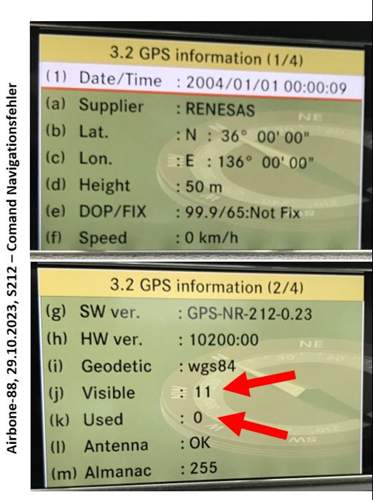 11 Satelliten sichtbar, „used“=0