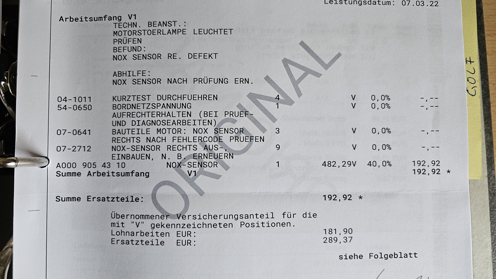 NOx Sensor Spannung zu hoch