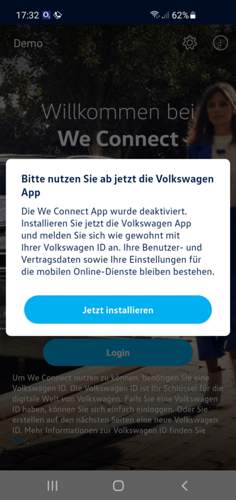 We Connect App deaktiviert