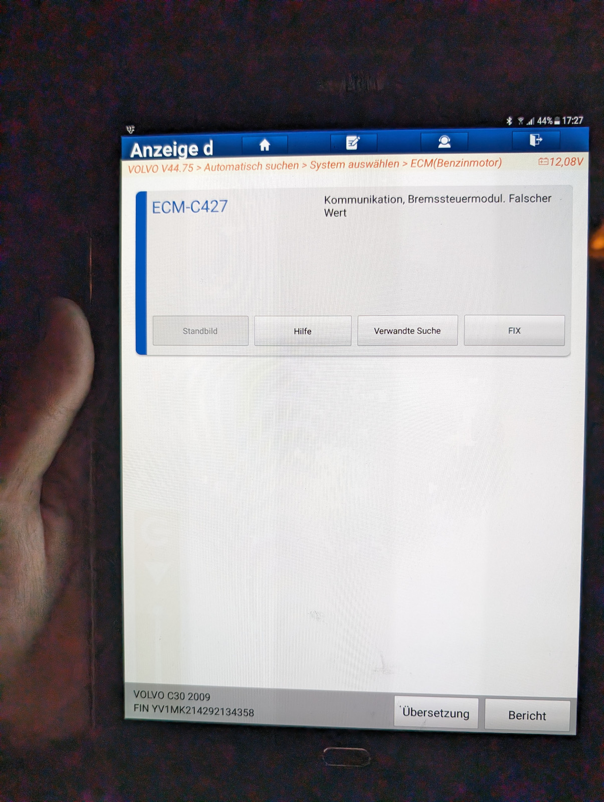 Volvo C30 2009 Abs Drucksensor Fehler ABS getauscht, Kodierung falsch