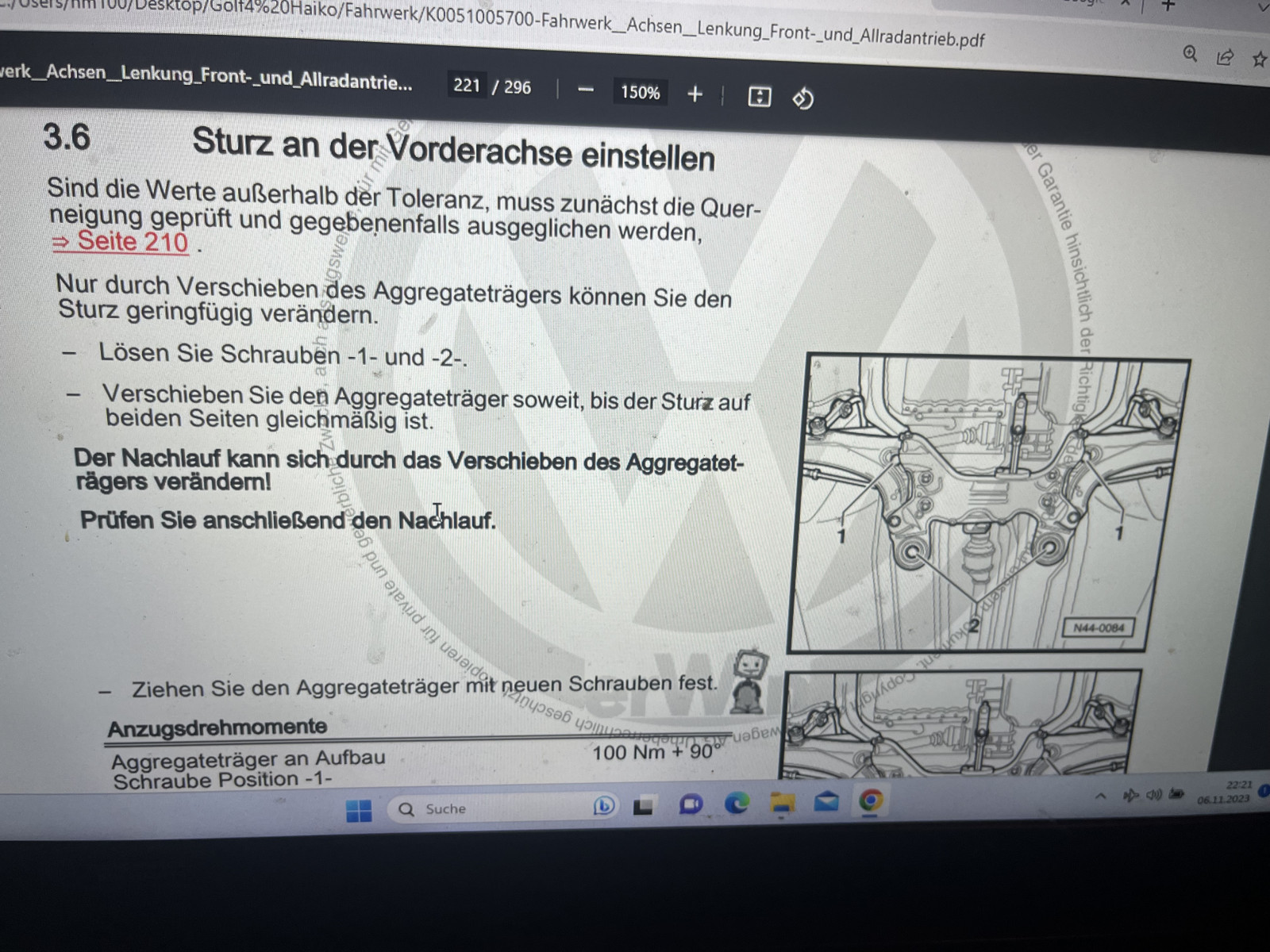 Achsvermessung, wie mit Schrauben umgehen?