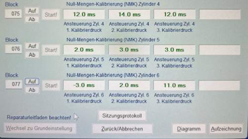 Messwertblock 75, 76, 77