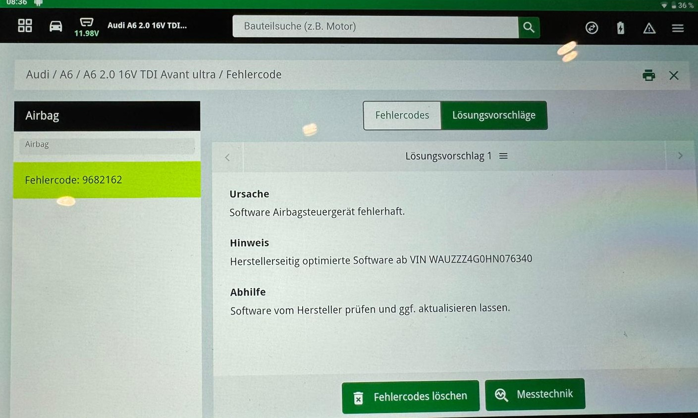 Airbag Steuergerät Softwareupdate nicht möglich