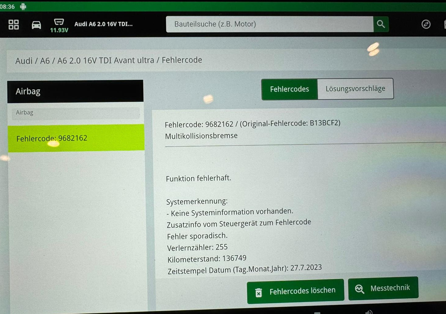 Airbag Steuergerät Softwareupdate nicht möglich
