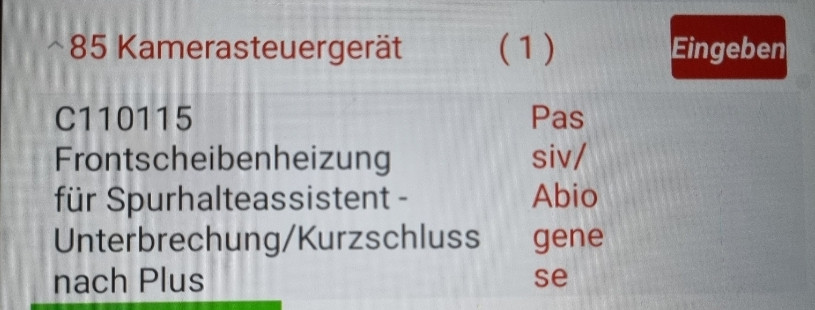 C110115 Frontscheibenheizung Unterbrechung/Kurzschluss nach Plus *UND* U140600 Ruhestrom zu groß
