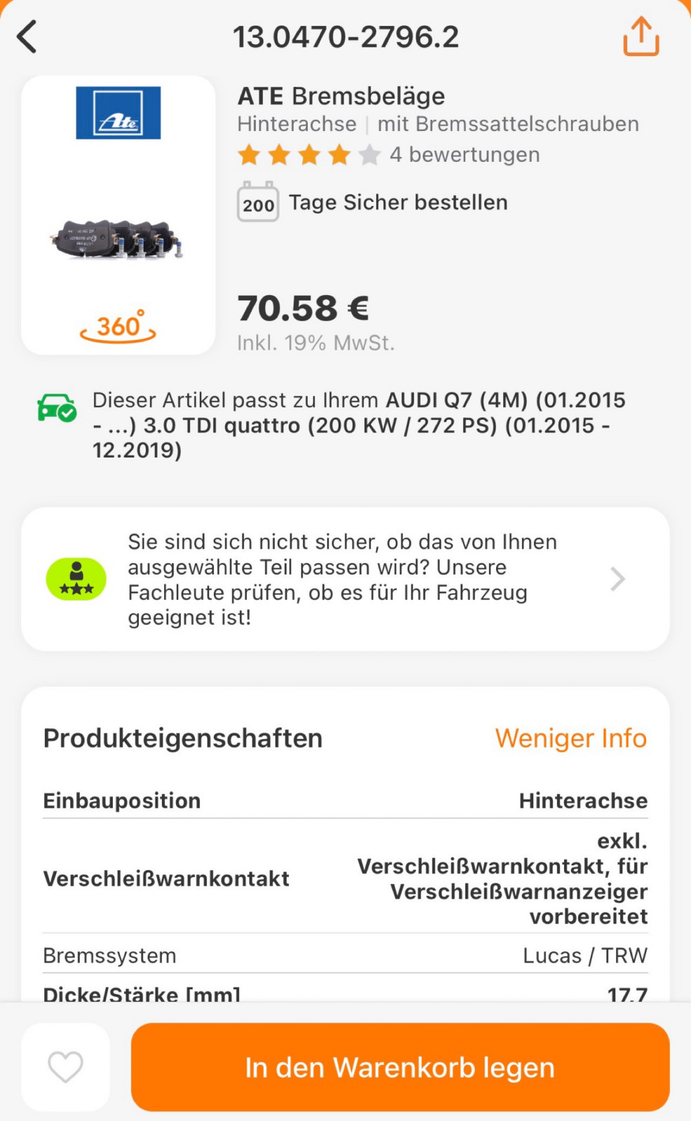 Preise Q7 Bremsscheiben/Belege?