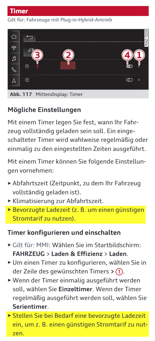 Bevorzugte Ladeteiten einstellen