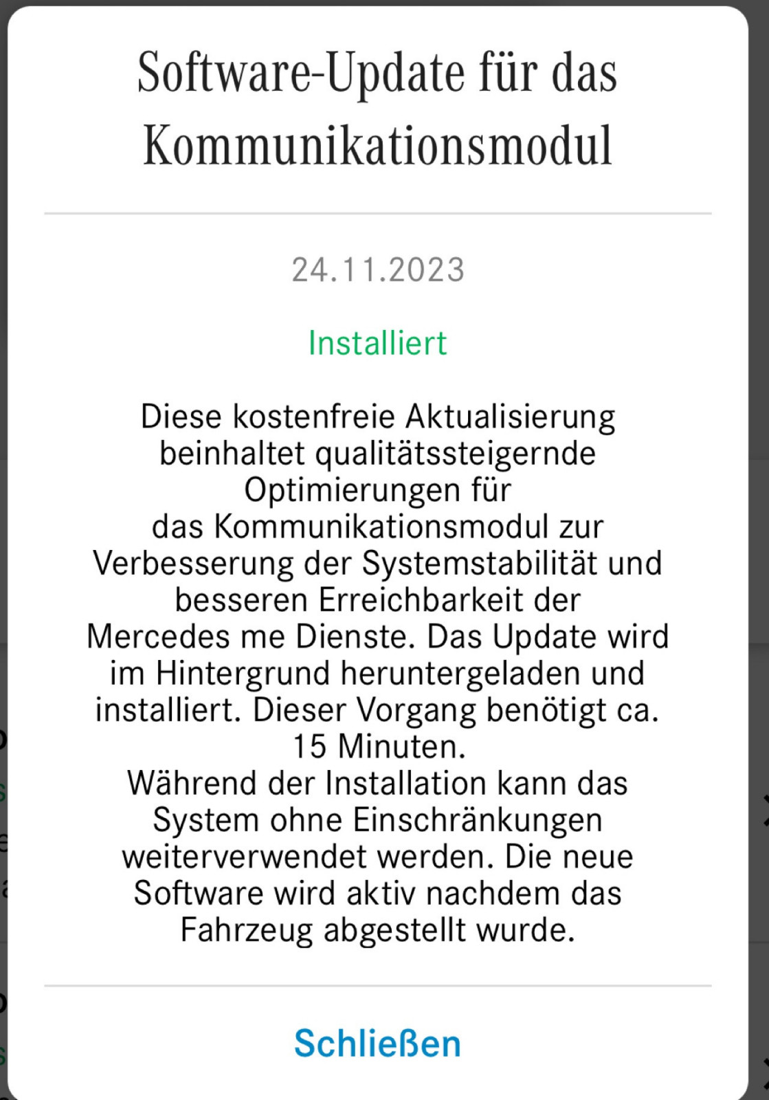 Software Updates und Version MBUX