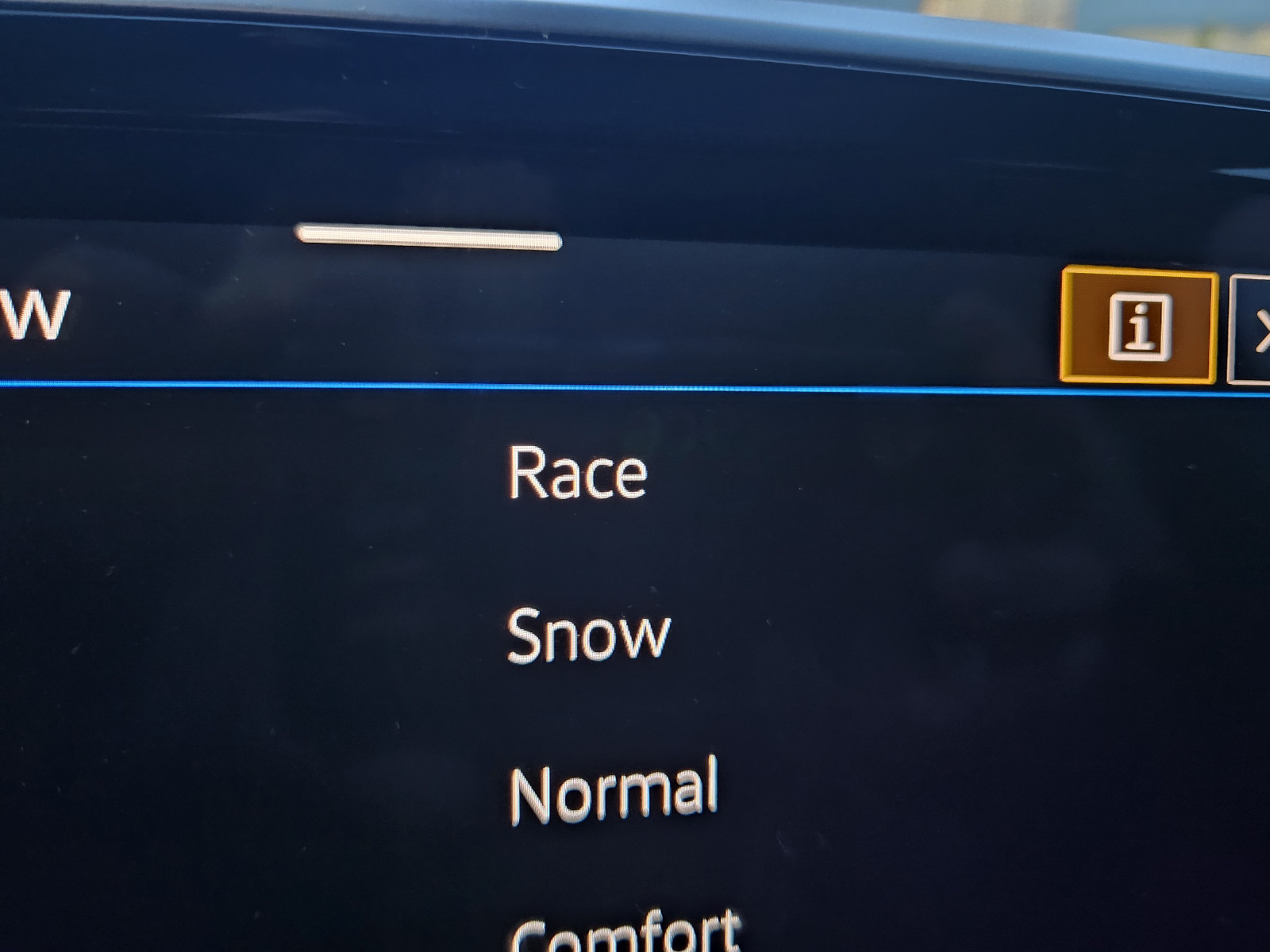 Fahrprofilauswahl Winter