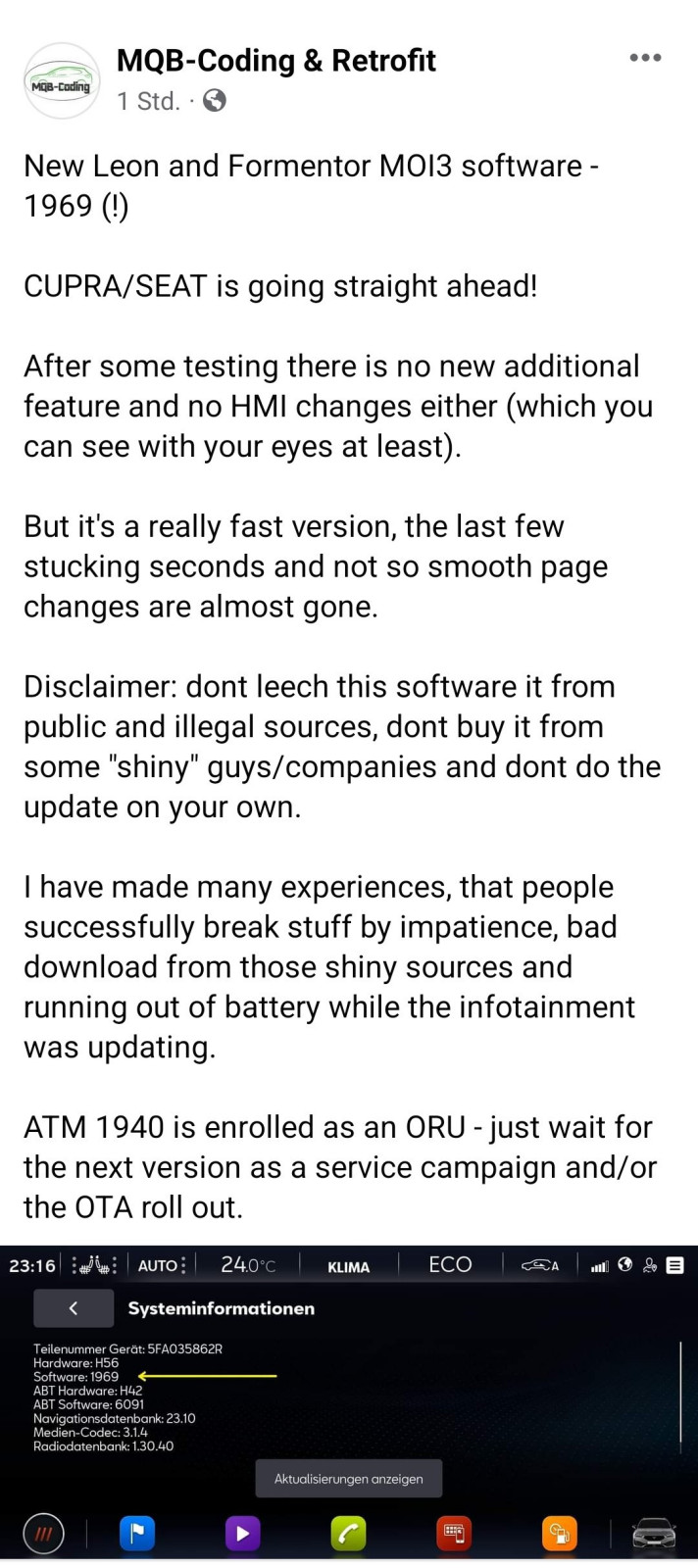 Aktueller Softwarestand