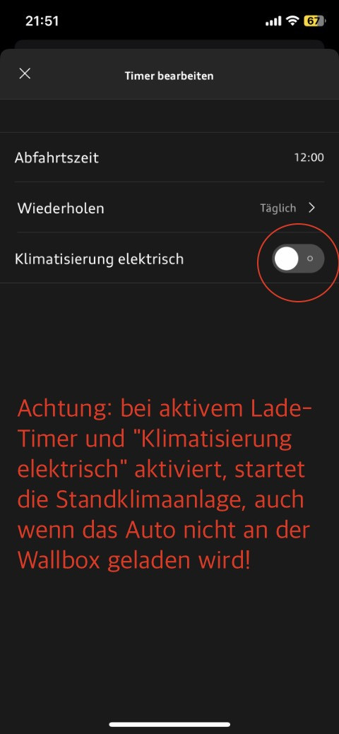 Stanklimatisierung steht zum Schutz der Batterie nicht zur Verfügung