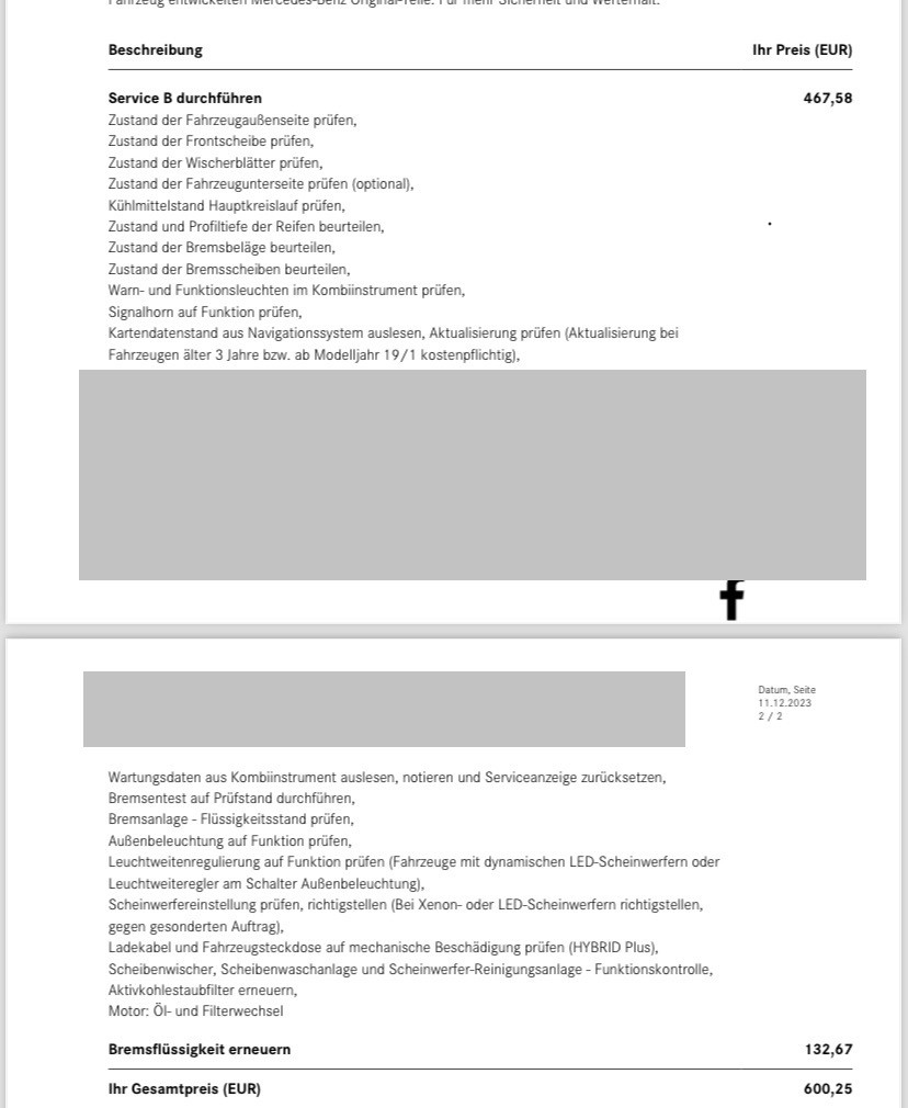 Service A (Plus-Paket) W177