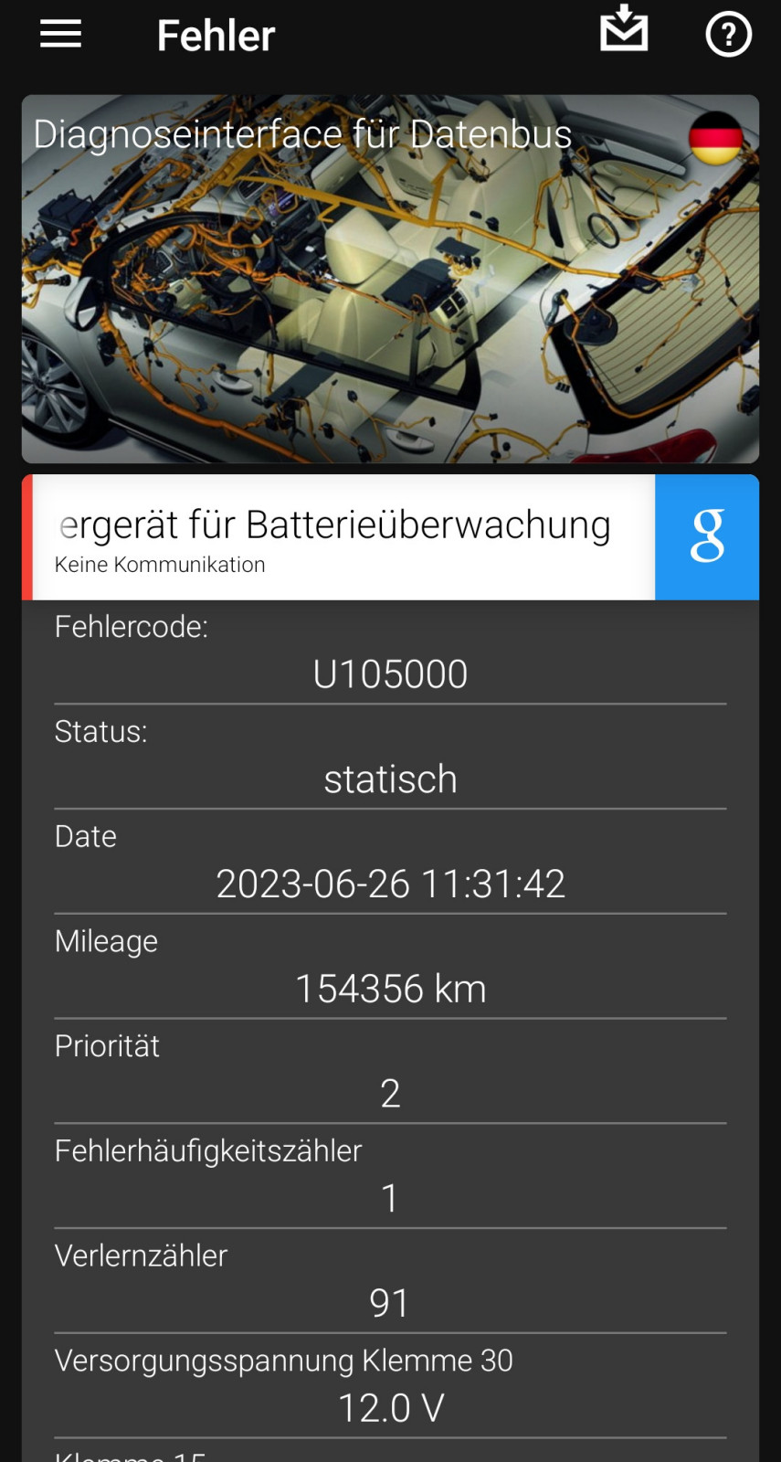 VCDS: Fehlermeldung 197175 - Steuergerät für Batterieüberwachung