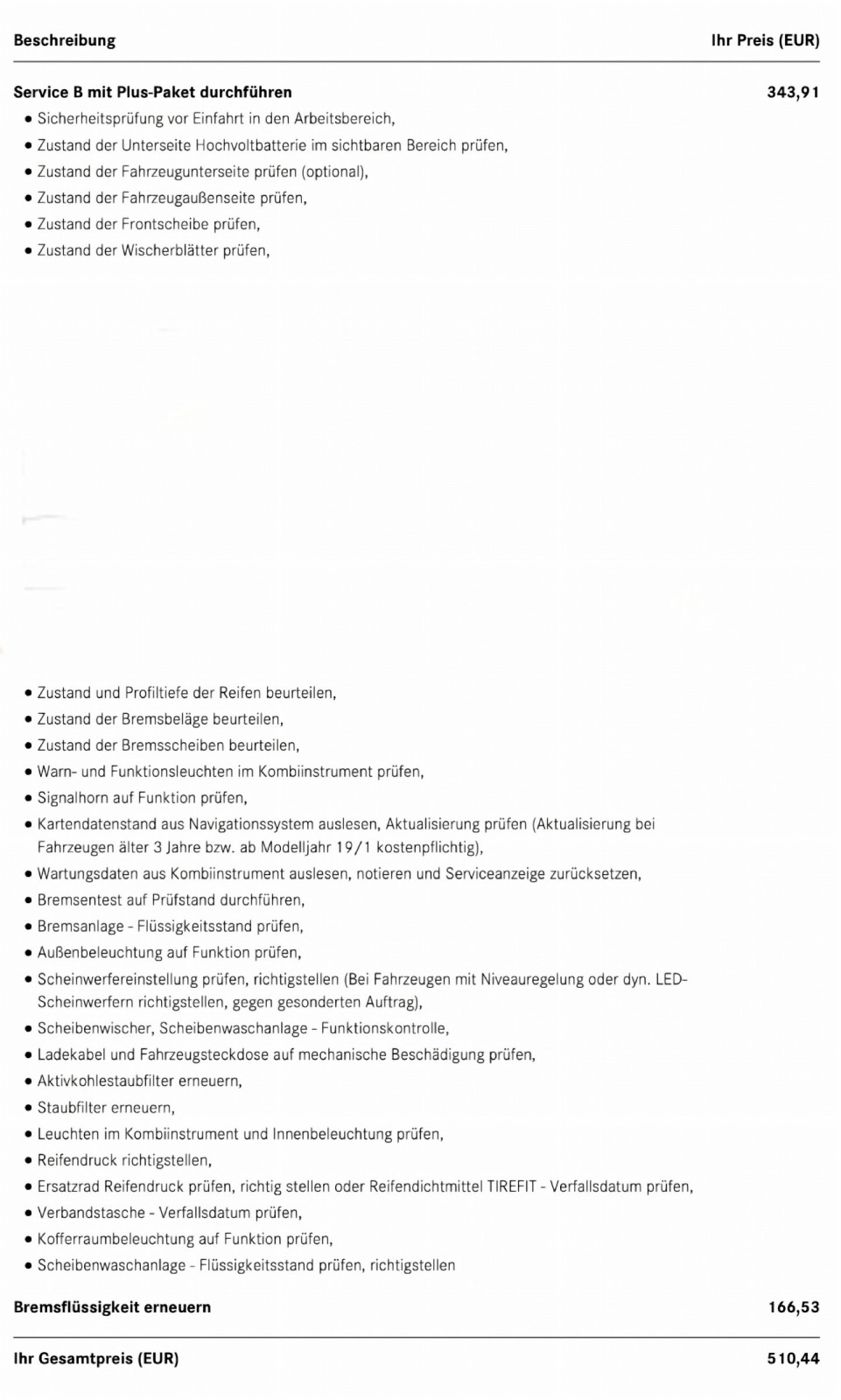 Service (Inspektion) für EQ-Modelle