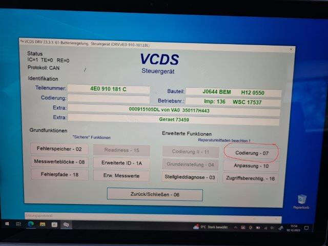 Batterie richtig codiert?