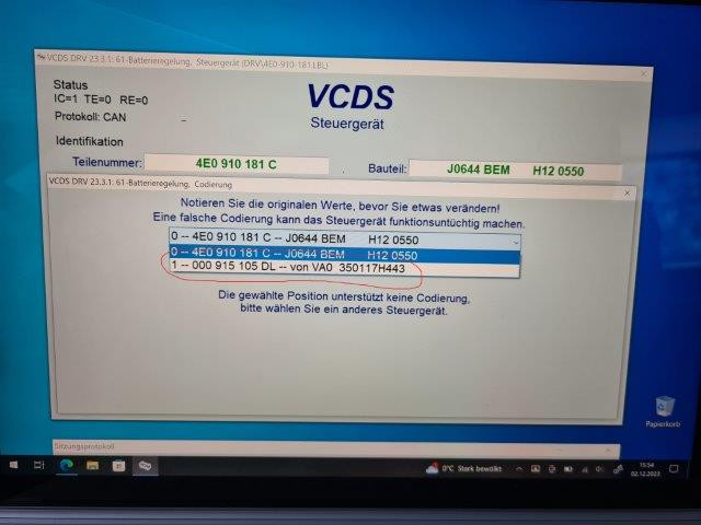 Batterie richtig codiert?