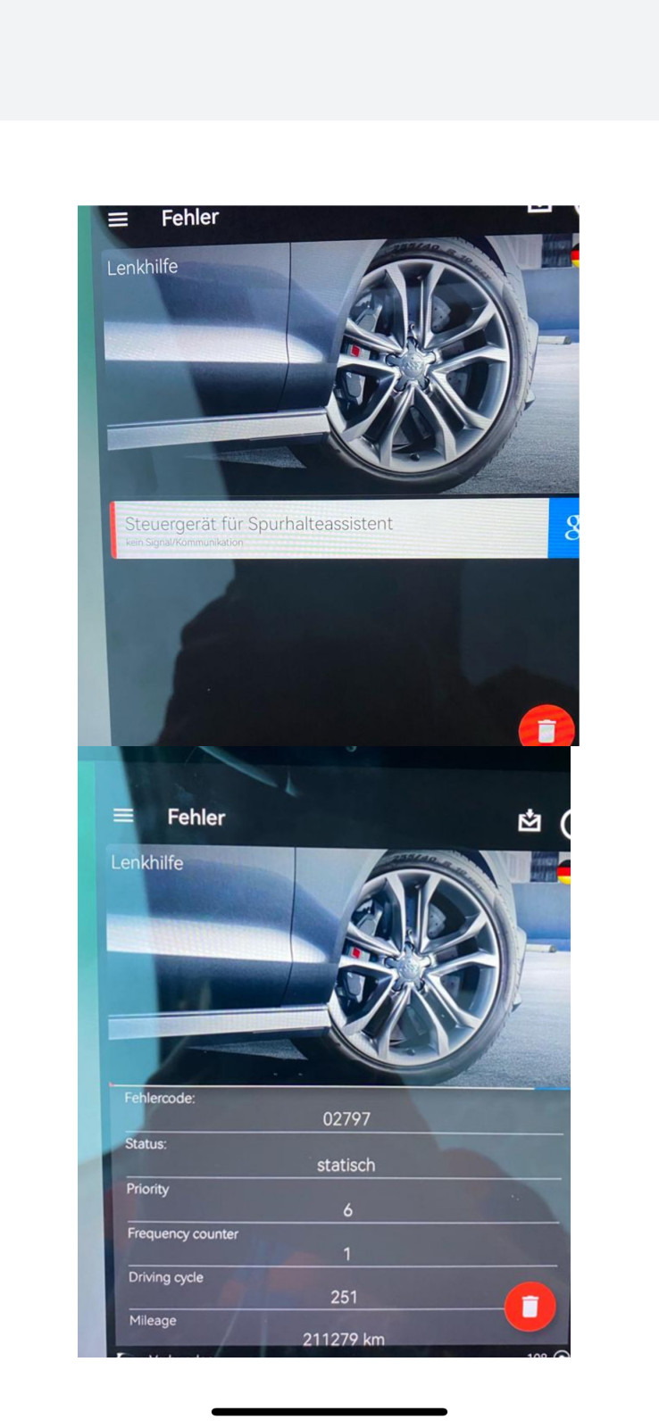 Spurhalteasisstant Fehlermeldung Code 02797