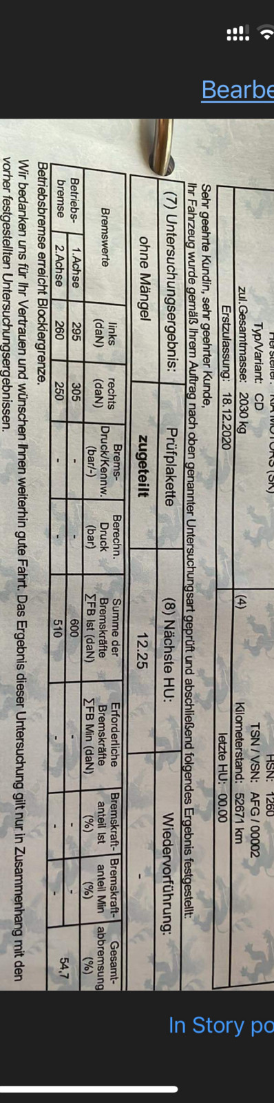 XCEED PHEV 12/2020 bei km 52.500 durch den TÜV gefallen - Bremsen hinten