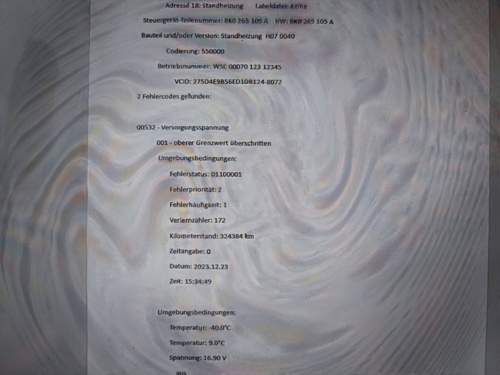 Standheizungs Fehler 532