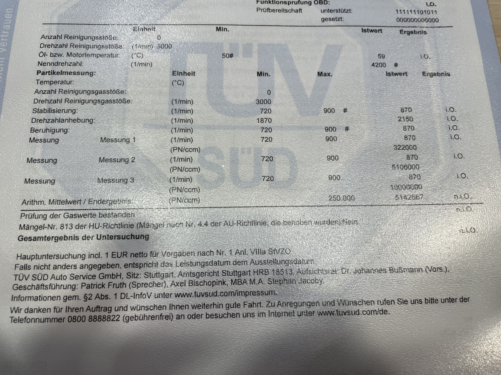 Mercedes V Klasse ASU nicht bestanden