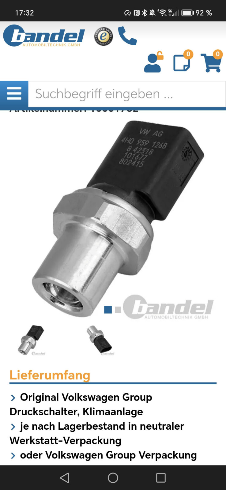 Drucksensensor für Klimaanlage