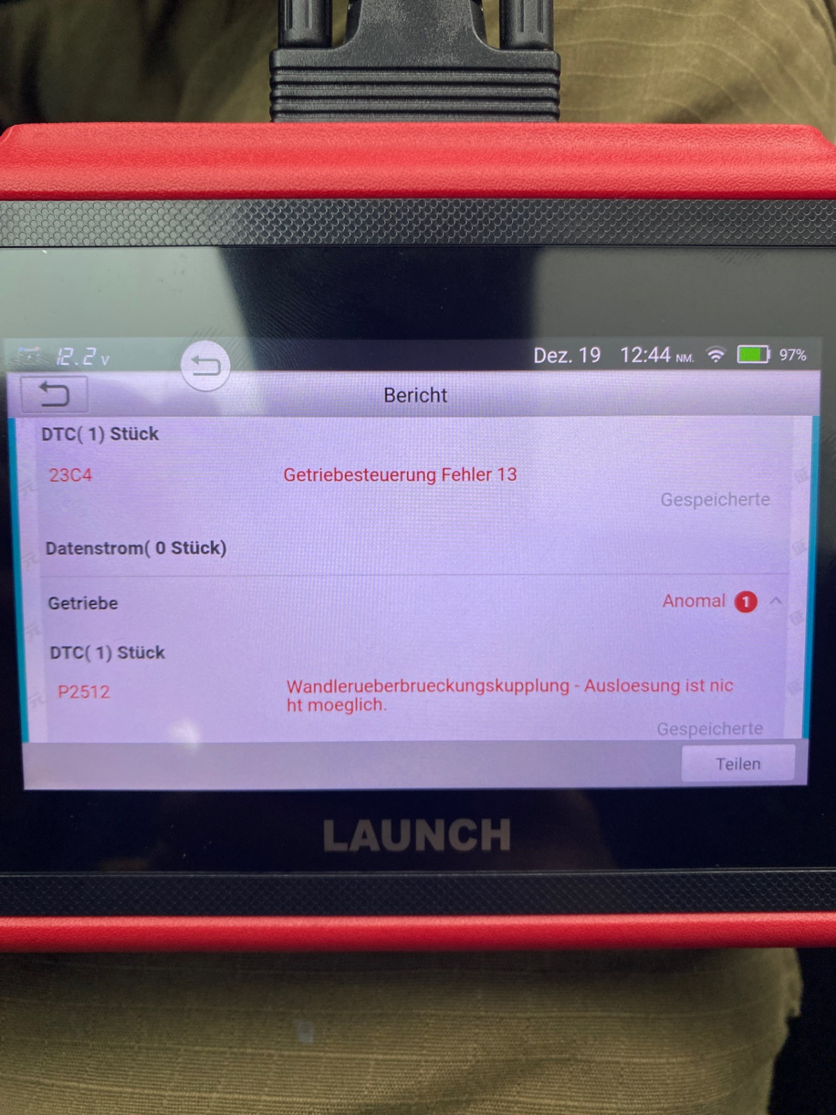 Wandlerüberbrückungskupplung Auslösung ist nicht möglich