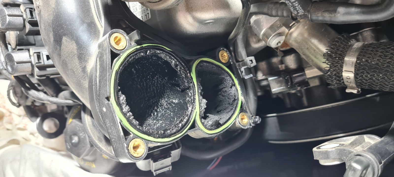 Durch AGR verkokte Drallklappe und Ansaugbrücke