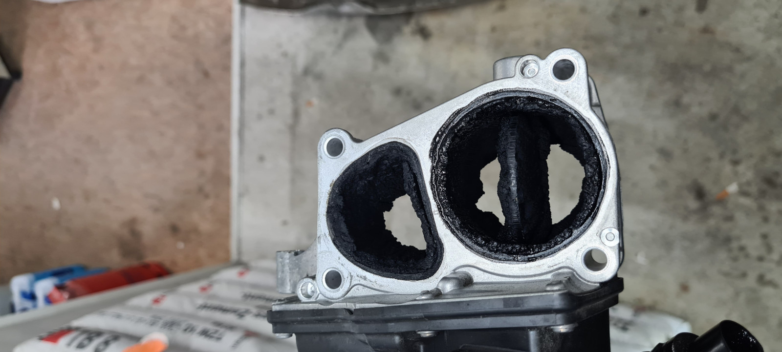 Durch AGR verkokte Drallklappe und Ansaugbrücke