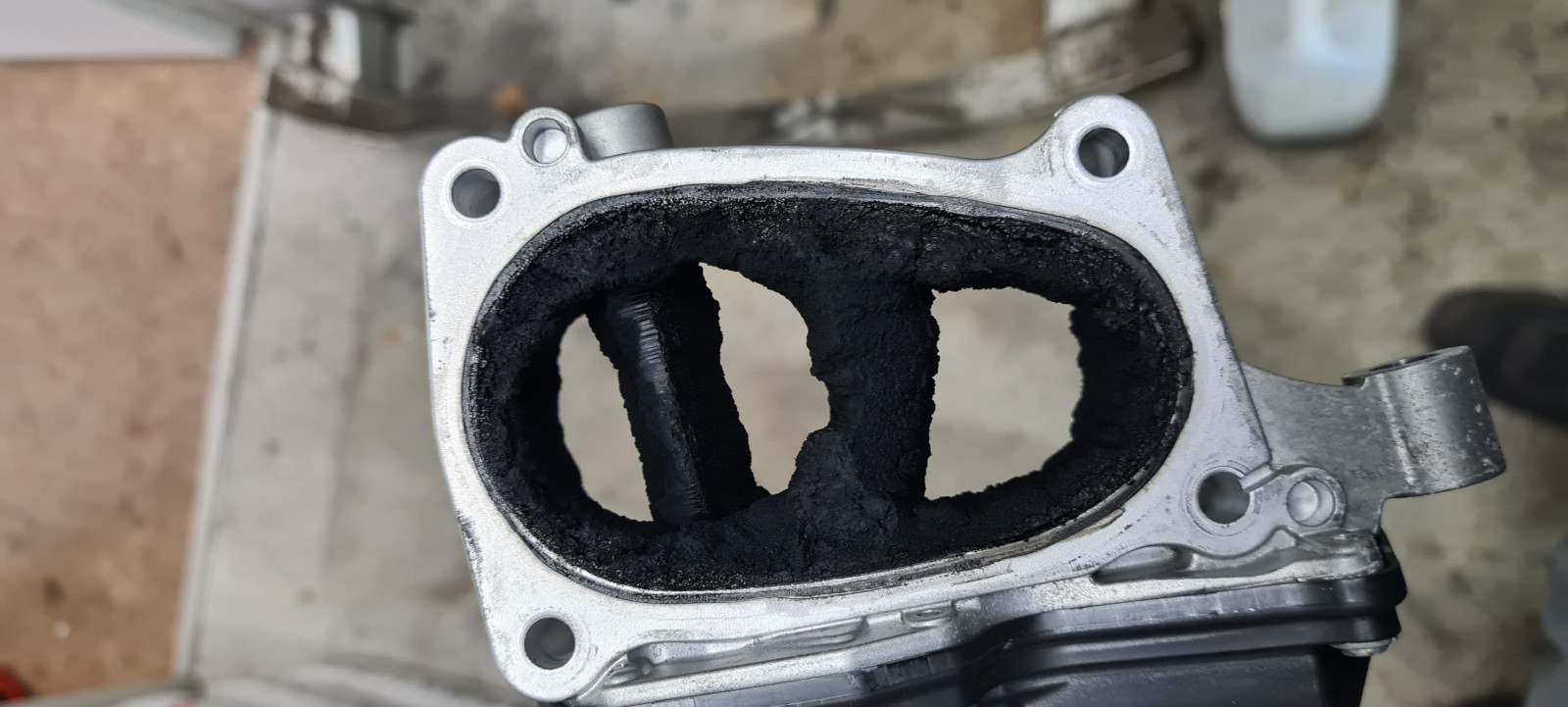 Durch AGR verkokte Drallklappe und Ansaugbrücke