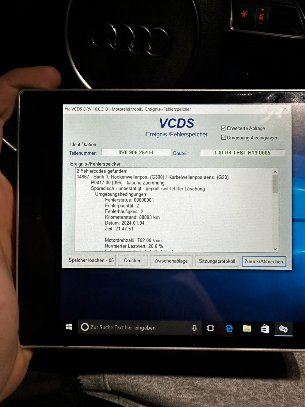 1.8 TFSI: Nockenwellenpos. G300/Kurbelwellenpos. G28